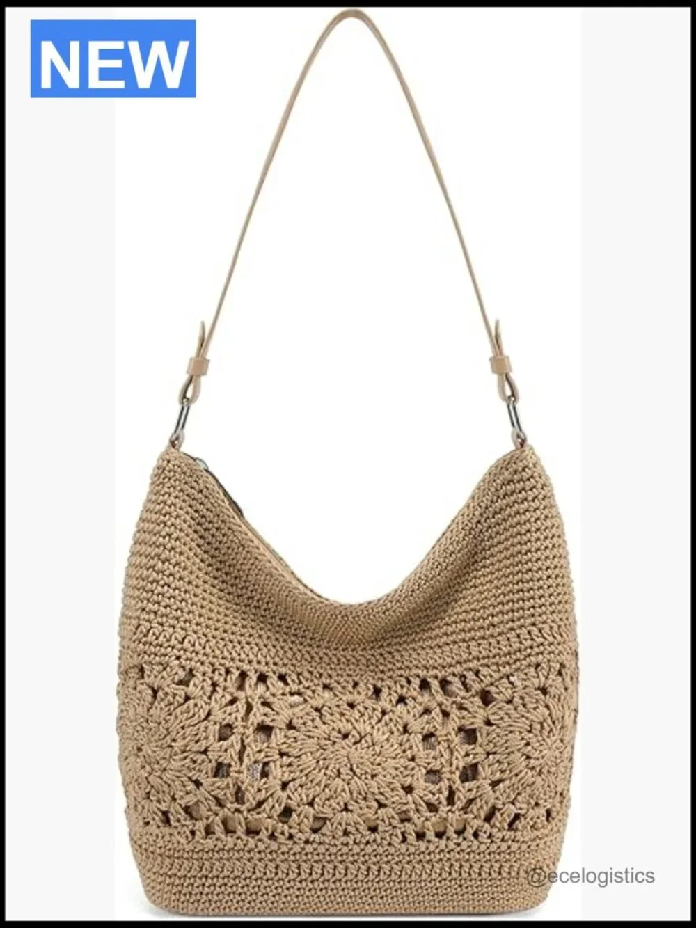 Hand Crochet Hobo Tote Shoulder Bag Beach Purse Vacation Spring Summer